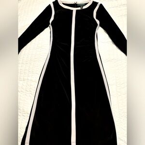 Ralph Lauren Black White Long Sleeve A Type Dress Polyester Size 2